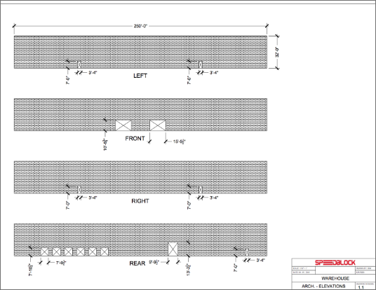 concrete masonry installation plans for large warehouse