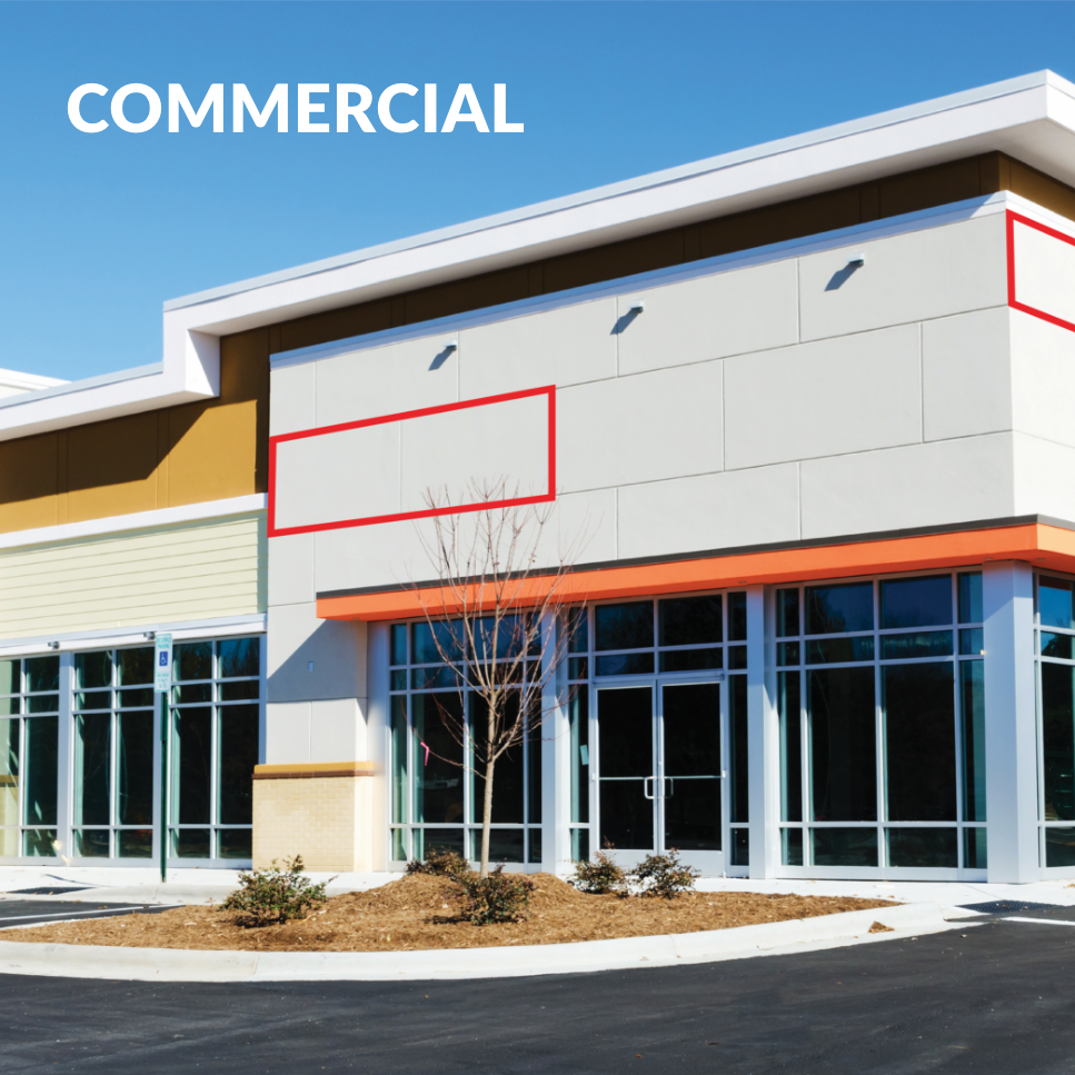 large format concrete masonry commercial building outside view
